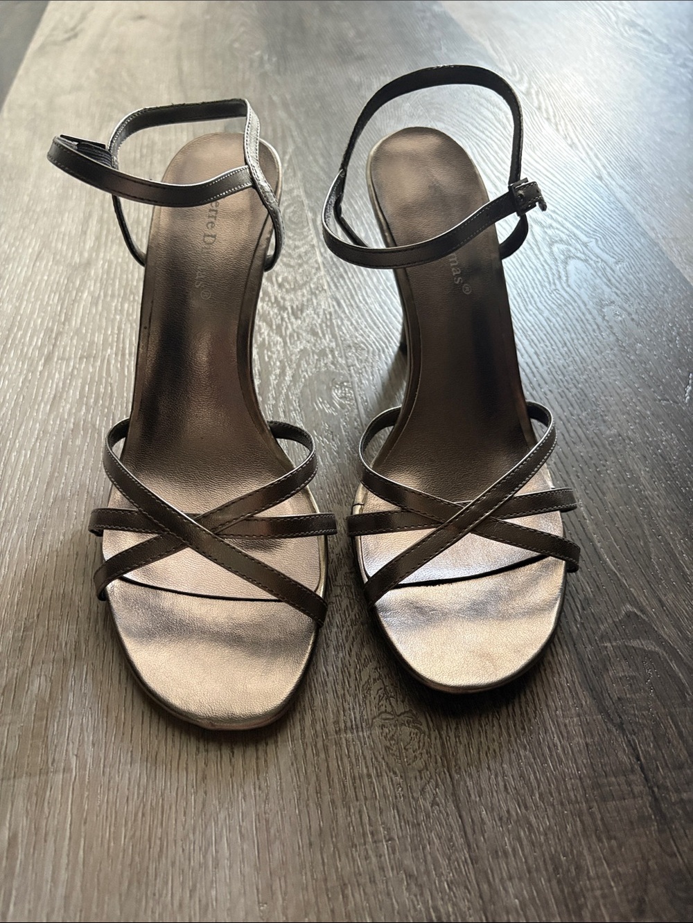 Pierre Dumas Gunmetal Strappy Slingback Heels